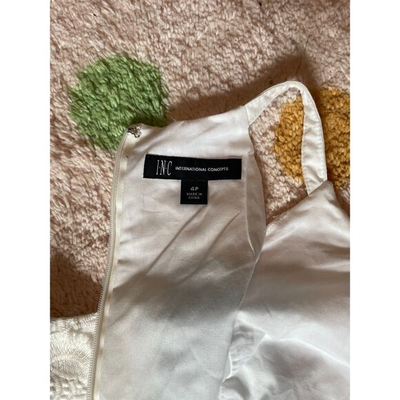 INC Women's Embroidered Halter White Sheath Flounce Dress Size 4P Fairy Coquette - Picture 4 of 5